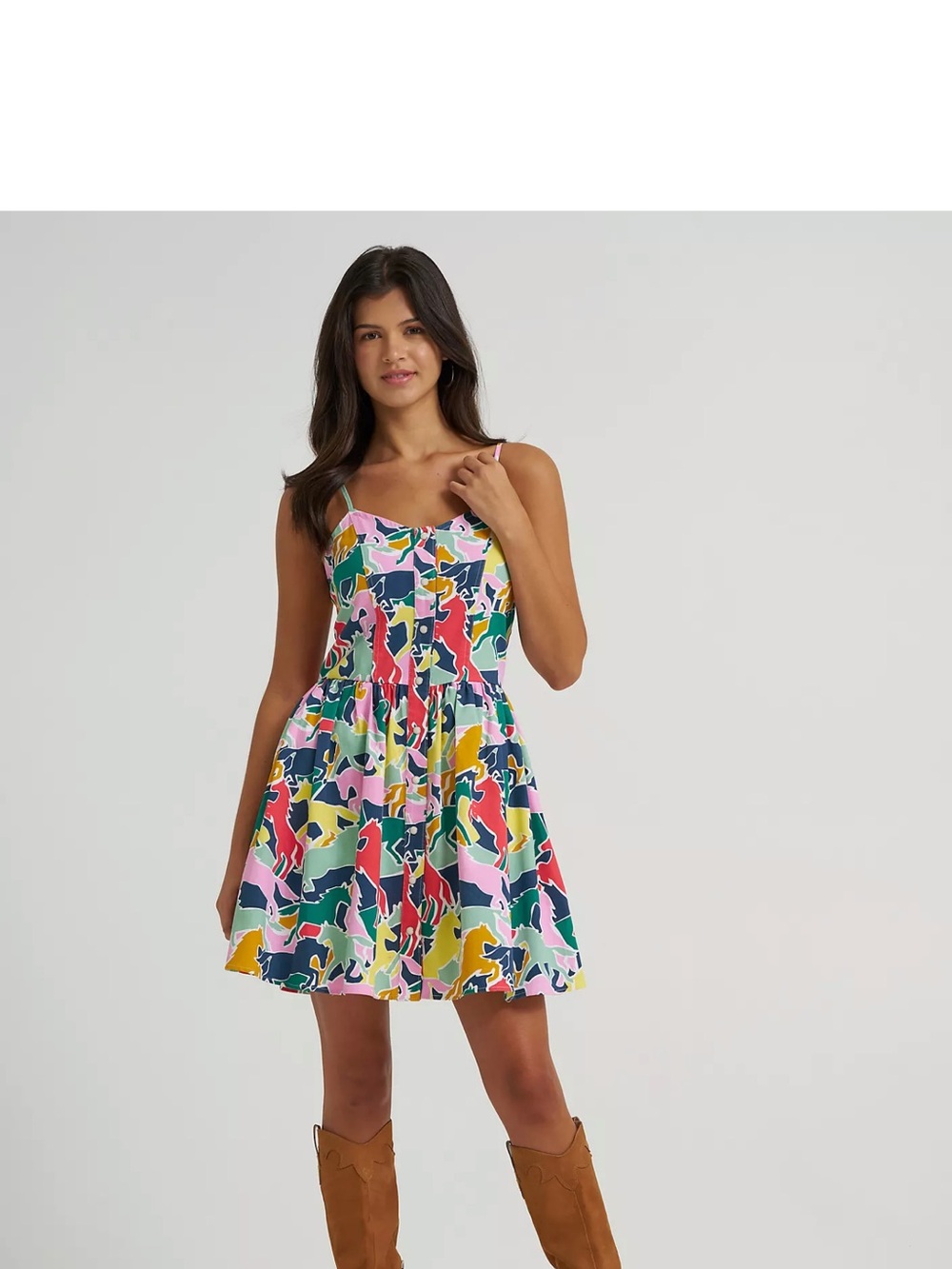 Wrangler horse Print Mini Dress with Spaghetti Straps